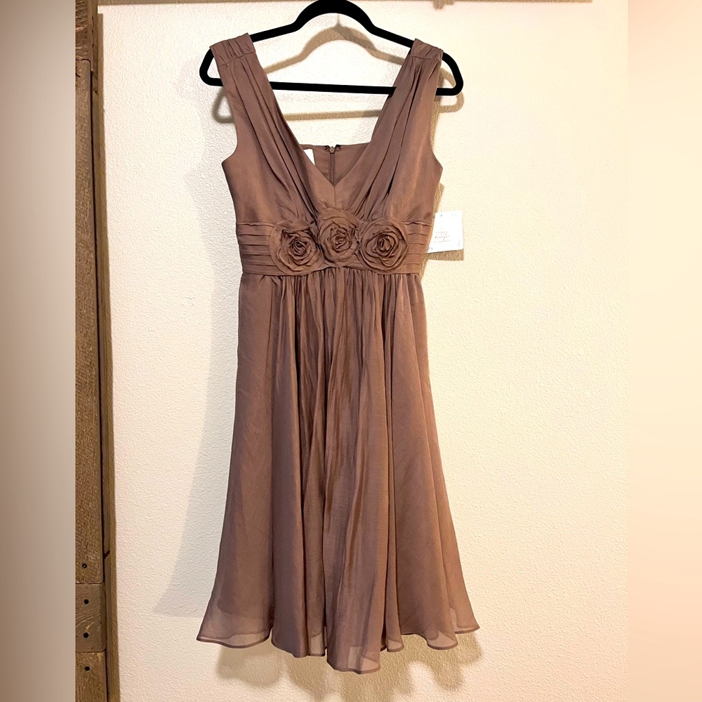New Dress! Size 2 Suzi Chin for Maggy Boutique sand/taupe with floral waist